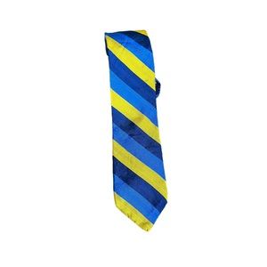 Retro Talbots kids silk tie blue yellow navy stripes preppy classic formal